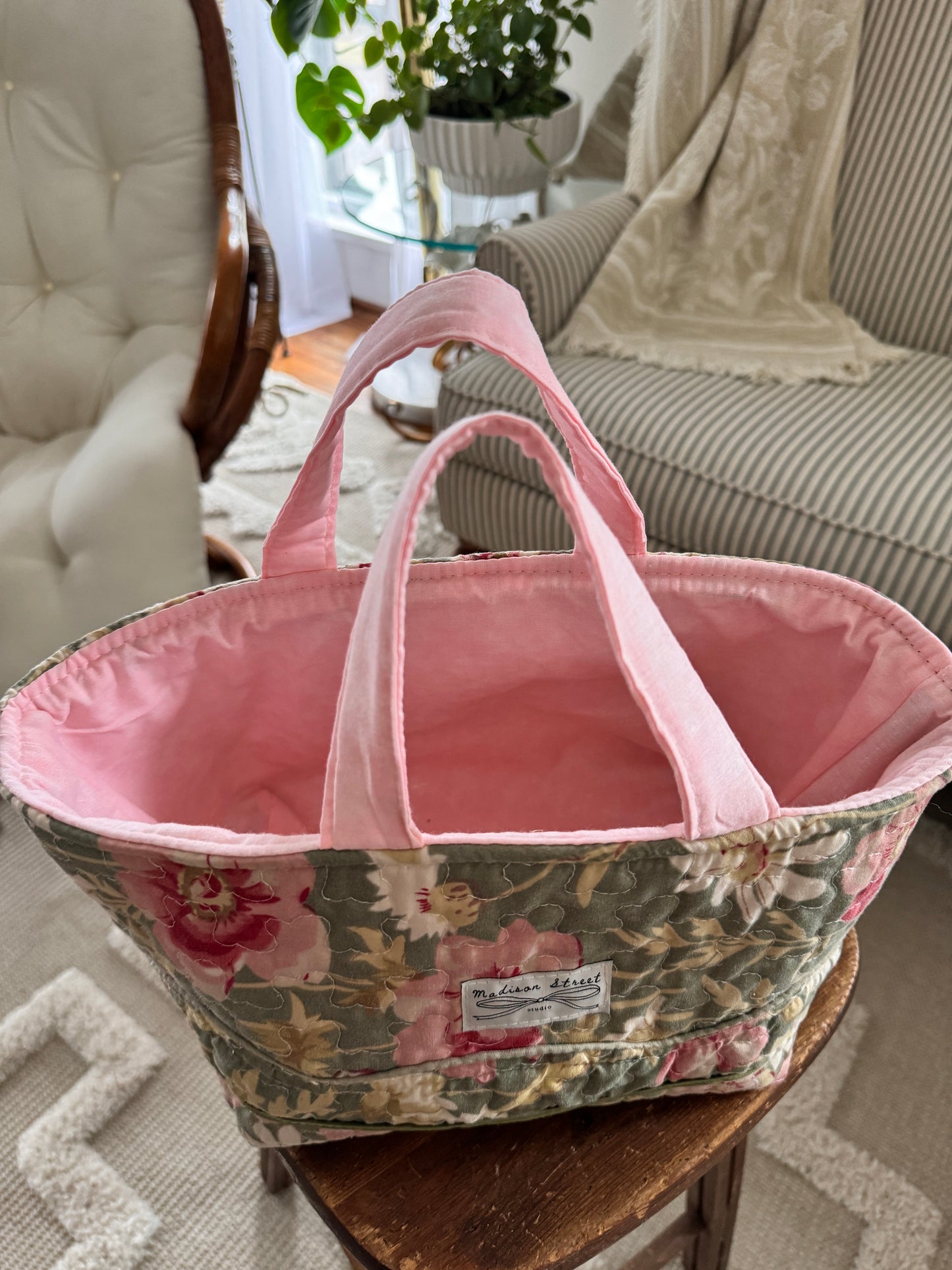 Sage Floral Market Tote
