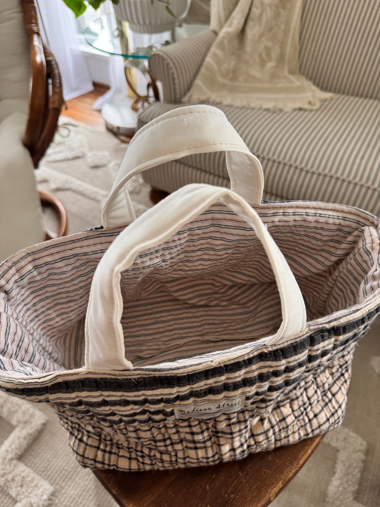 Blue Striped Market Tote