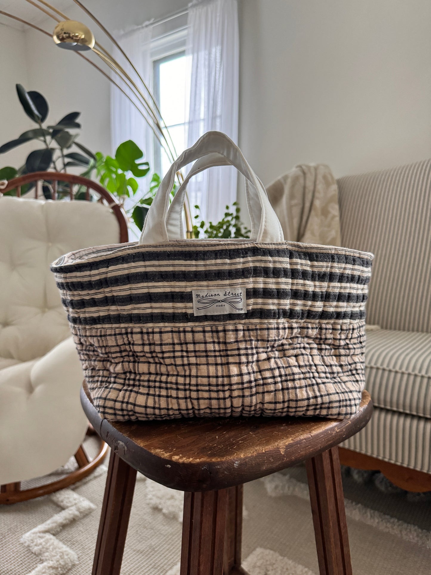 Blue Striped Market Tote