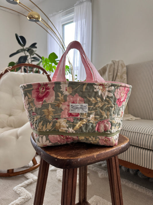 Sage Floral Market Tote