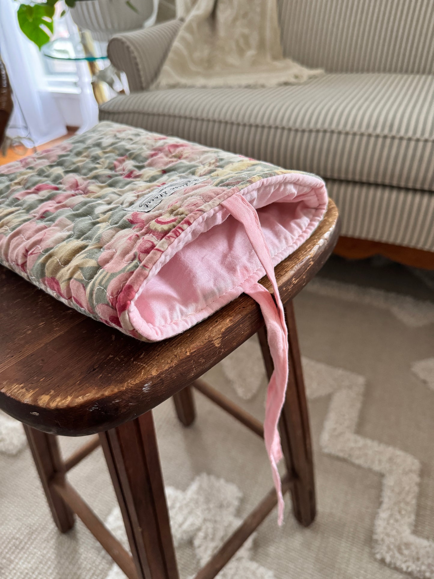 Sage Floral Tie Pouch