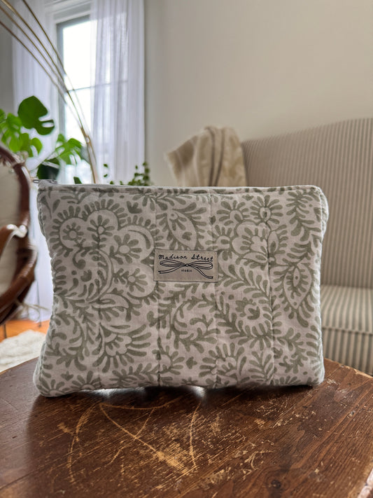 Sage Paisley Zipper Pouch